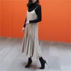 Godet-hem Maxi Pinafore Dress Beige - One Size