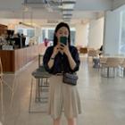 Flat-front Pintuck-trim Shorts
