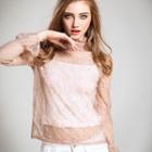 Bell-sleeve Frill Collar Lace Top