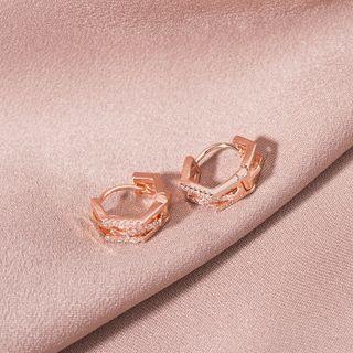 Geometric Rhinestone Alloy Earring 1 Pair - Era114-02 - Rose Gold - One Size