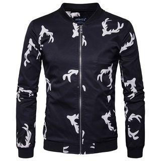 Antler Print Zip Jacket