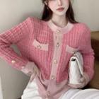 Two-tone Cardigan Pink - One Size