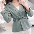 Drawstring Open Front Blazer