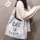 Letter Sequined Tote Bag