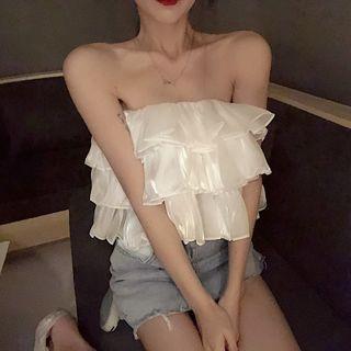 Strapless Ruffled Top White - One Size