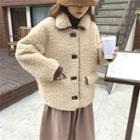 Fleece Loose-fit Coat Khaki - One Size