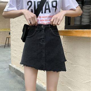 Fray Hem Mini A-line Skort