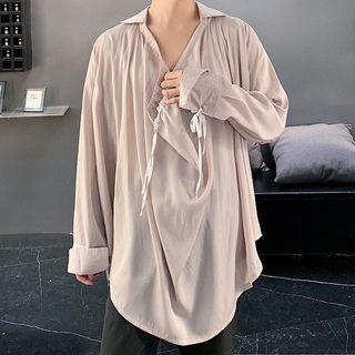 Long-sleeve Satin Overhead Shirt