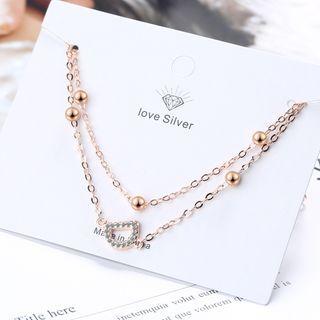 Rhinestone Lettering Layered Bracelet