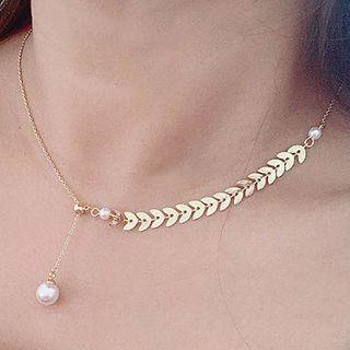 Asymmetric Faux Pearl Pendant Choker As Shown In Figure - One Size