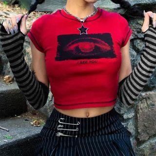 Lettering And Graphic Short Sleeve T-shirt