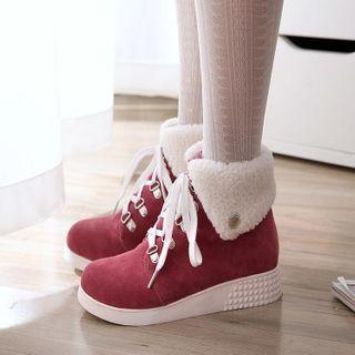 Wedge Heel Lace-up Short Boots