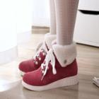 Wedge Heel Lace-up Short Boots