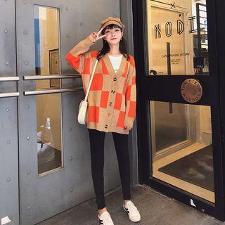 Check Cardigan Tangerine - One Size