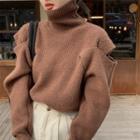 Long-sleeve Turtleneck Cutout Sweater