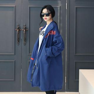 Printed-detail Zip-up Long Jacket
