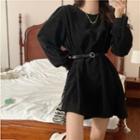 Long-sleeve Corduroy Plain Mini Dress