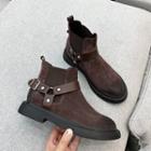Buckled Flat Ankle Boots