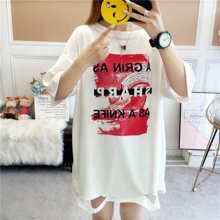 3/4-sleeve Cut-out Long T-shirt