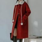Pompom Single-breasted Woolen Long Coat