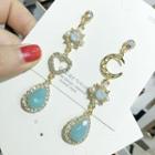 Non-matching Rhinestone Heart Moon & Star Dangle Earring As Shown In Figure - One Size