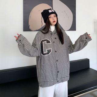 Houndstooth Lettering Jacket
