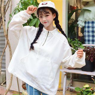 Mock-neck Zip Placket Hoodie