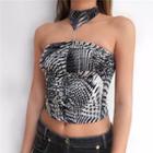 Halter Chained Abstract Print Camisole Top