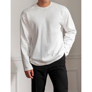 Crew-neck Shoulder-patch Pullover