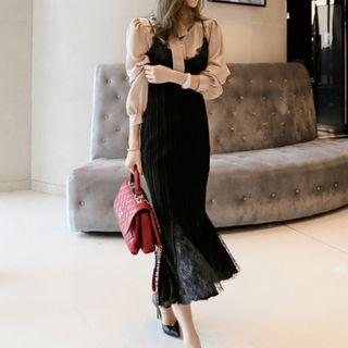 Set: Chiffon Blouse + Spaghetti Strap Dress