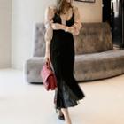 Set: Chiffon Blouse + Spaghetti Strap Dress