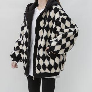 Pattern Fleece Zip-up Jacket