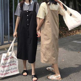 Short-sleeve Striped T-shirt / Pinafore Dress