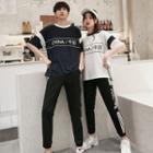 Couple Matching Chinese Character Print Short-sleeve T-shirt