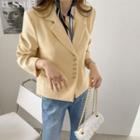 Metallic-button Notch-lapel Blazer