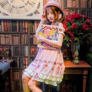 Strawberry Print Off Shoulder Short Sleeve Dress
