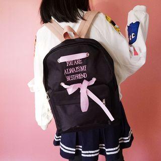 Embroidered Bow-accent Backpack