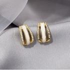 Layered Glaze Rhinestone Alloy Earring 1 Pair - White & Gold - One Size