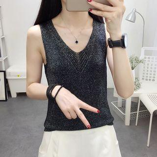 Glitter V-neck Tank Top