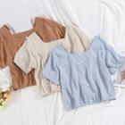 Square-neck Dot Short-sleeve Top