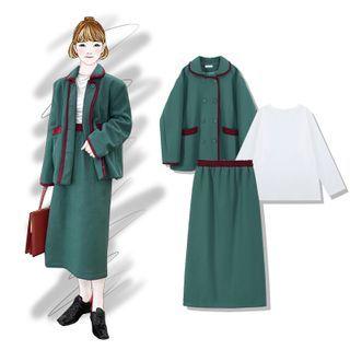 Double Breasted Jacket / Midi A-line Skirt