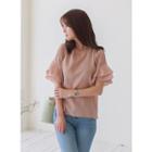 Round-neck Layered Frill-sleeve Top