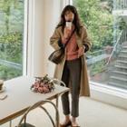 Contrast-cuff Single-breasted Mac Coat