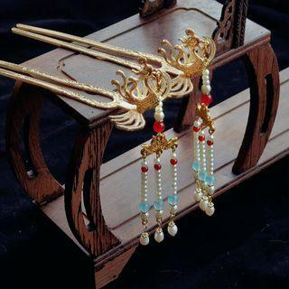 Faux Pearl Fringed Phoenix Hair Stick / Set