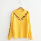 Leaf Embroidery Sweater