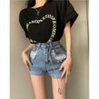 Denim Shorts / Short-sleeve Print T-shirt