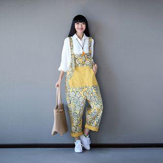 Floral Print Baggy Pinafore Jumpsuit