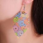 Printed Alloy Leaf Dangle Earring 1 Pair - 01 - 8421 - Silver - One Size