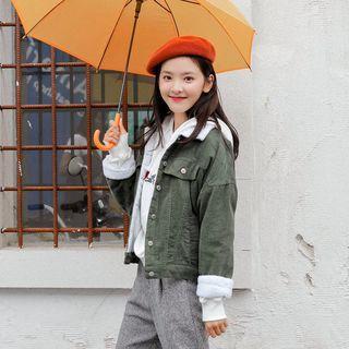 Corduroy Buttoned Fleece Lined Jacket