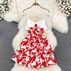 Bow Detail Printed A-line Mini Dress